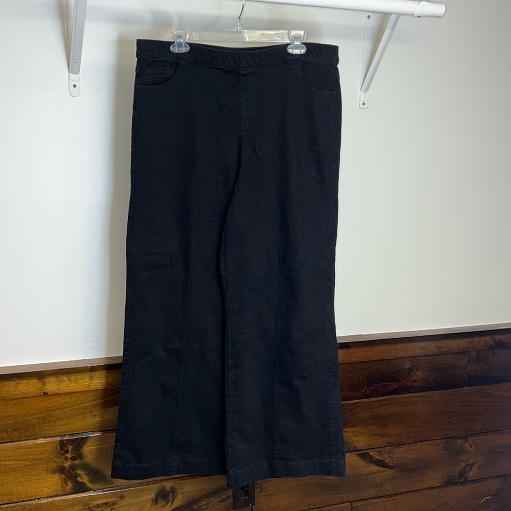 Amazon Black Wide Leg High Rise Elastic Waist Pull On Jeans- 2XL